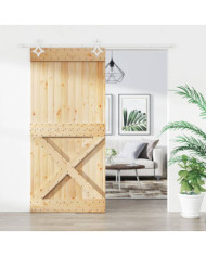 Porte coulissante et kit de quincaillerie 95x210 cm pin massif | Mobilier & Déco
