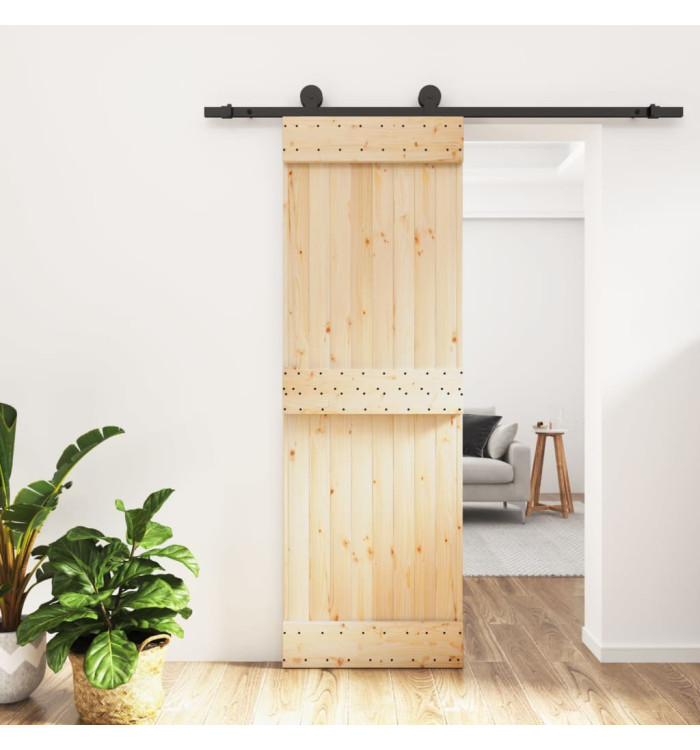 Porte coulissante et kit de quincaillerie 70x210 cm pin massif | Mobilier & Déco