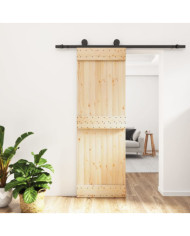 Porte coulissante et kit de quincaillerie 70x210 cm pin massif | Mobilier & Déco