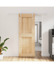 Porte coulissante et kit de quincaillerie 80x210 cm pin massif | Mobilier & Déco