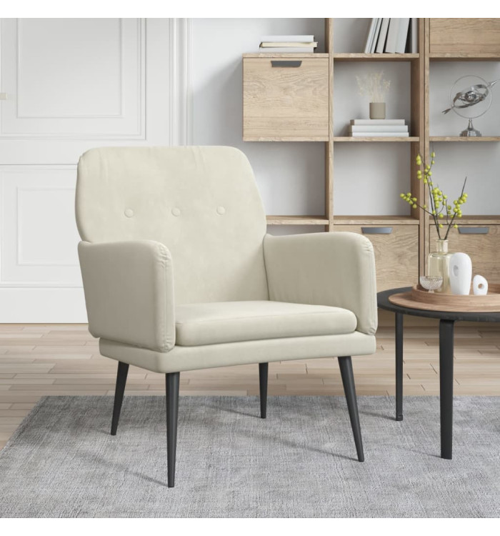 Fauteuil Crème 62x79x79 cm Velours | Mobilier & Déco
