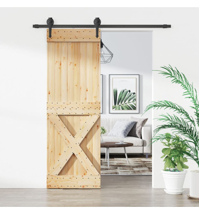 Porte coulissante et kit de quincaillerie 70x210 cm pin massif | Mobilier & Déco