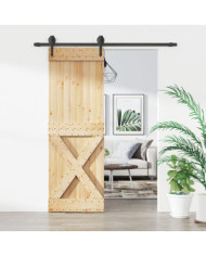 Porte coulissante et kit de quincaillerie 70x210 cm pin massif | Mobilier & Déco