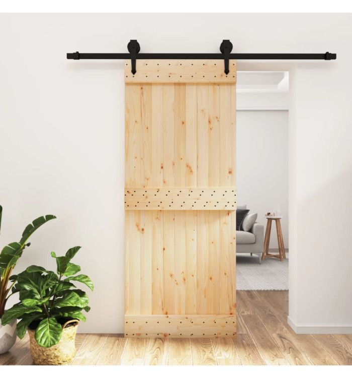 Porte coulissante et kit de quincaillerie 85x210 cm pin massif | Mobilier & Déco