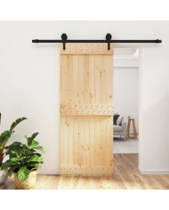 Porte coulissante et kit de quincaillerie 85x210 cm pin massif | Mobilier & Déco