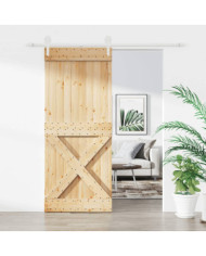Porte coulissante et kit de quincaillerie 100x210 cm pin massif | Mobilier & Déco