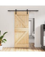 Porte coulissante et kit de quincaillerie 85x210 cm pin massif | Mobilier & Déco