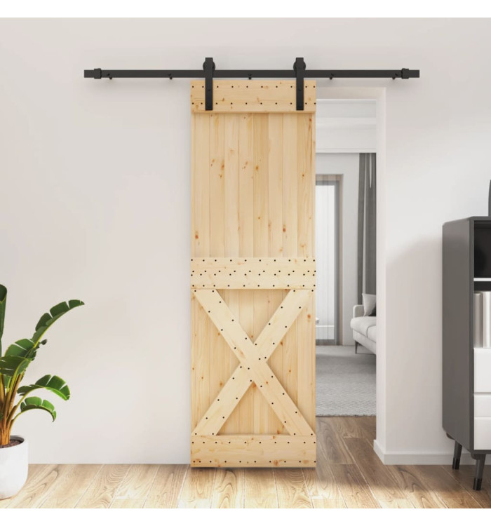 Porte coulissante et kit de quincaillerie 70x210 cm pin massif | Mobilier & Déco