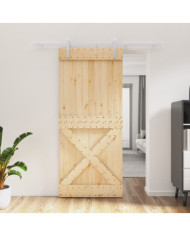 Porte coulissante et kit de quincaillerie 90x210 cm pin massif | Mobilier & Déco
