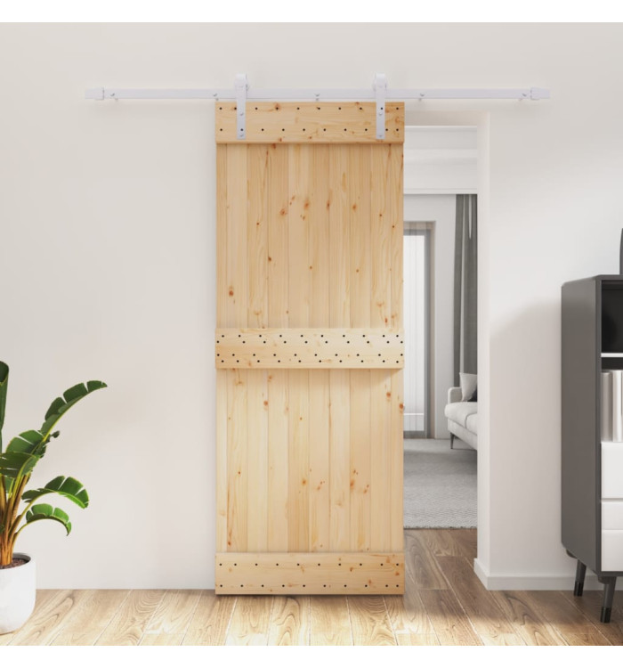Porte coulissante et kit de quincaillerie 80x210 cm pin massif | Mobilier & Déco