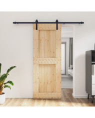 Porte coulissante et kit de quincaillerie 80x210 cm pin massif | Mobilier & Déco
