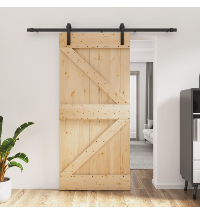 Porte coulissante et kit de quincaillerie 95x210 cm pin massif | Mobilier & Déco