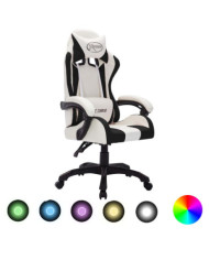 Fauteuil de jeux vidéo avec LED RVB Blanc et noir Similicuir | Mobilier & Déco