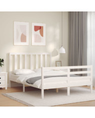 Cadre de lit sans matelas blanc 140x200 cm bois de pin massif | Mobilier & Déco