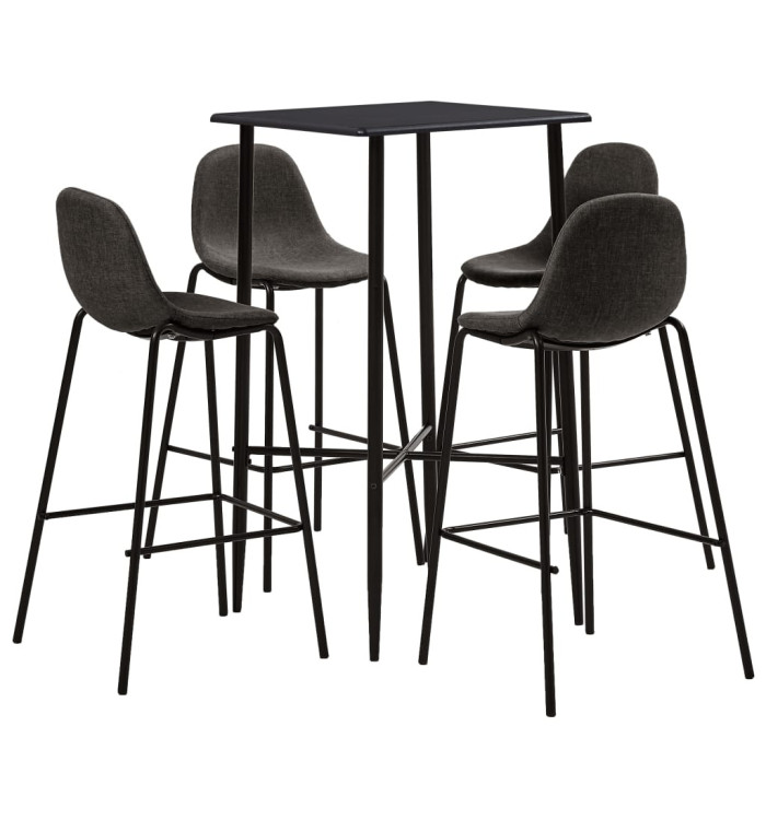 Ensemble de bar 5 pcs Tissu Gris foncé | Mobilier & Déco