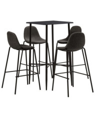 Ensemble de bar 5 pcs Tissu Gris foncé | Mobilier & Déco