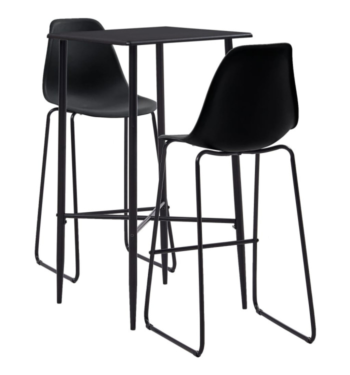 Ensemble de bar 3 pcs Plastique Noir | Mobilier & Déco