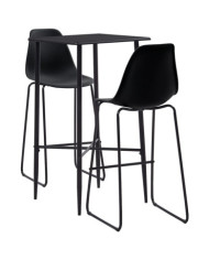Ensemble de bar 3 pcs Plastique Noir | Mobilier & Déco