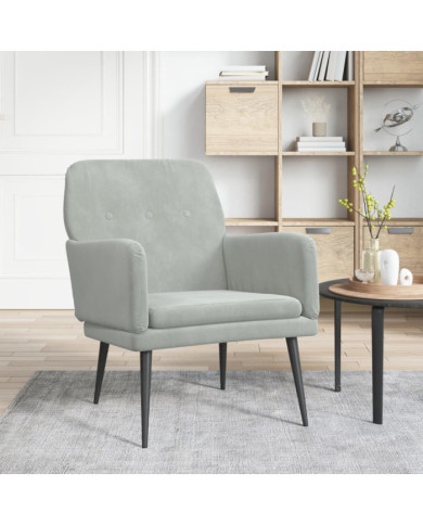 Fauteuil Gris clair 62x79x79 cm Velours | Mobilier & Déco