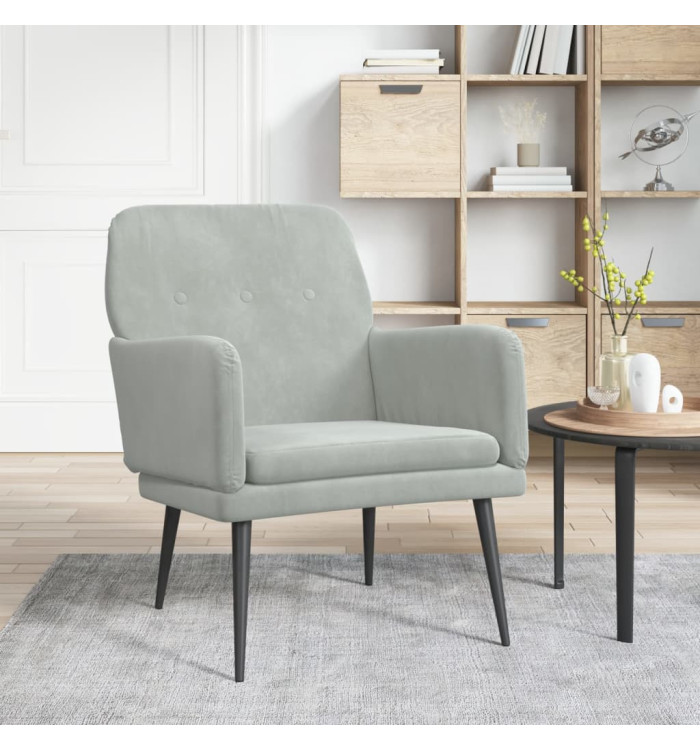 Fauteuil Gris clair 62x79x79 cm Velours | Mobilier & Déco