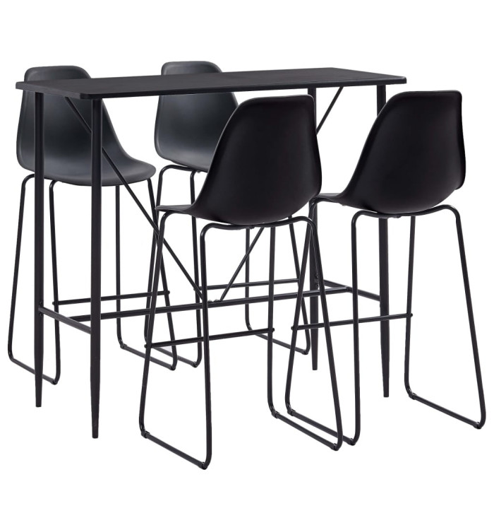 Ensemble de bar 5 pcs Plastique Noir | Mobilier & Déco