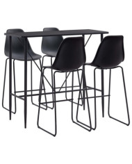 Ensemble de bar 5 pcs Plastique Noir | Mobilier & Déco