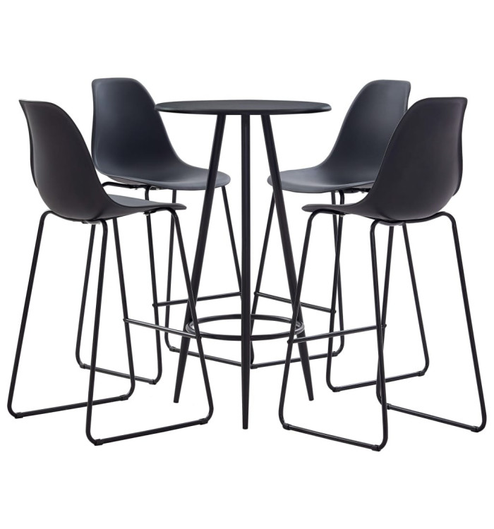 Ensemble de bar 5 pcs Plastique Noir | Mobilier & Déco