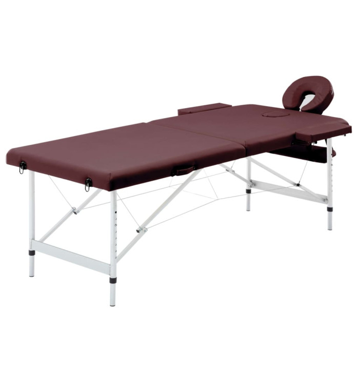 Table de massage pliable 2 zones Aluminium Violet vin | Mobilier & Déco