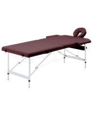Table de massage pliable 2 zones Aluminium Violet vin | Mobilier & Déco