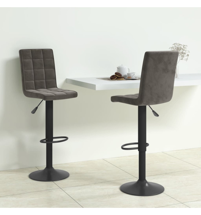 Tabourets de bar lot de 2 gris foncé velours | Mobilier & Déco