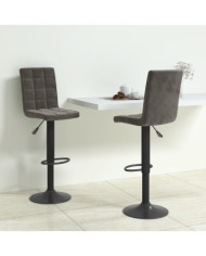 Tabourets de bar lot de 2 gris foncé velours | Mobilier & Déco