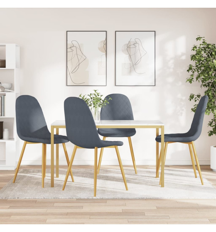 Chaises à manger lot de 4 Gris foncé Velours | Mobilier & Déco