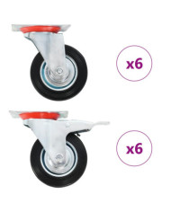 12 pcs Roulettes pivotantes 100 mm | Mobilier & Déco