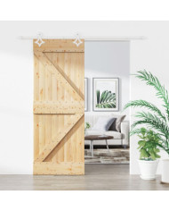 Porte coulissante et kit de quincaillerie 80x210 cm pin massif | Mobilier & Déco