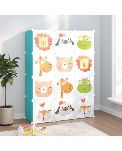 Armoire de rangement pour enfants avec 12 cubes Vert PP | Mobilier & Déco