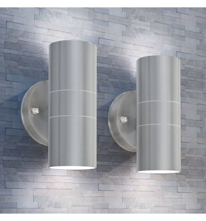Applique murale LED d'extérieur 2 pcs Acier inoxydable haut bas | Mobilier & Déco