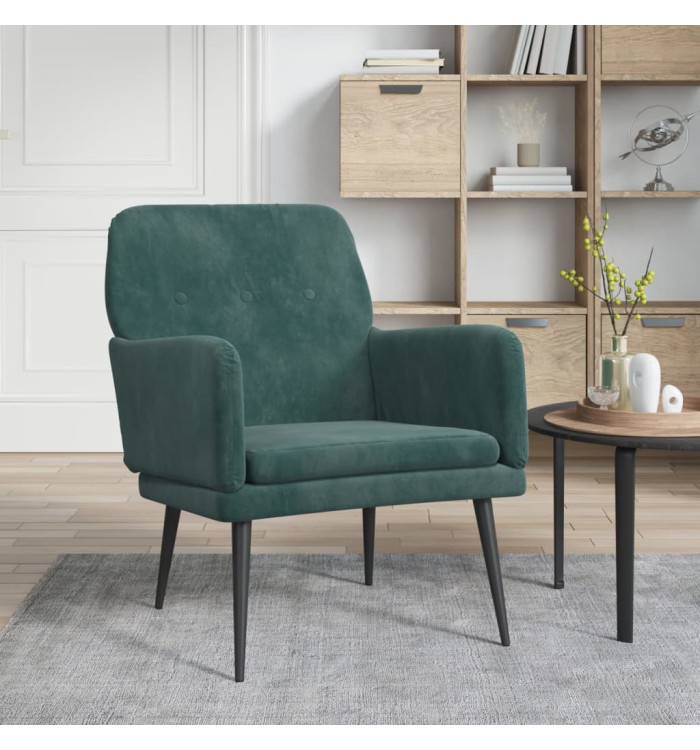 Fauteuil Vert foncé 62x79x79 cm Velours | Mobilier & Déco