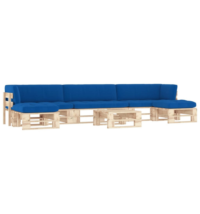 Salon de jardin palette 6pcs avec coussins Bois de pin imprégné | Mobilier & Déco