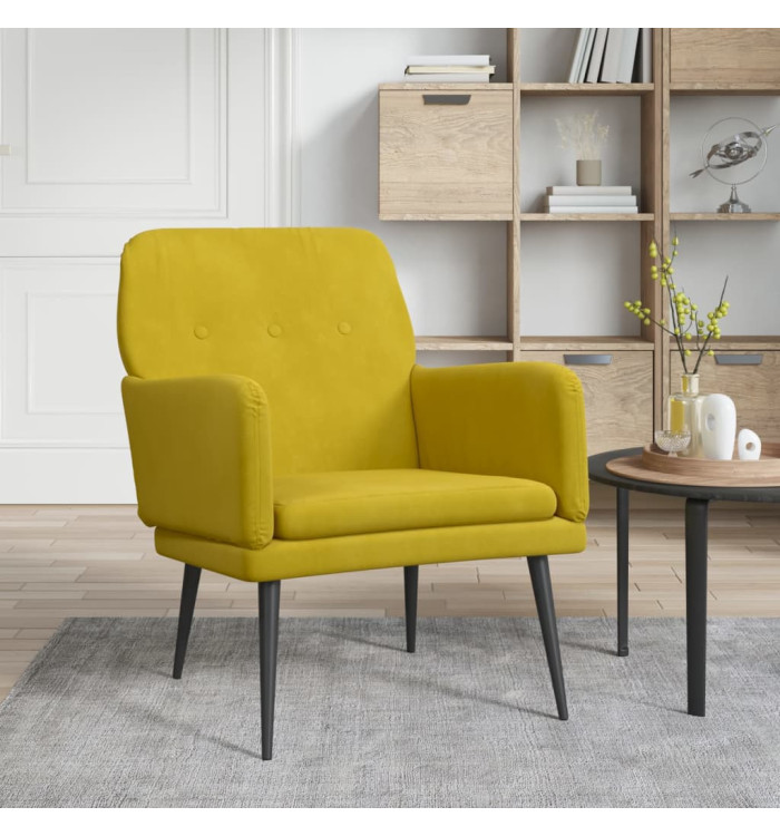 Fauteuil Jaune 62x79x79 cm Velours | Mobilier & Déco