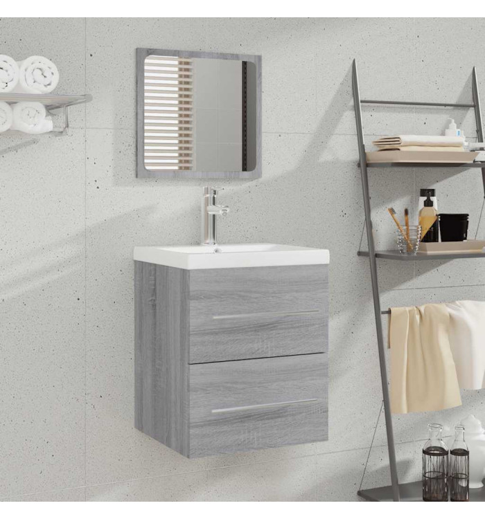 Armoire de salle de bain avec miroir Sonoma gris 41x38,5x48 cm | Mobilier & Déco