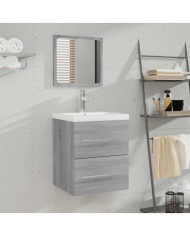 Armoire de salle de bain avec miroir Sonoma gris 41x38,5x48 cm | Mobilier & Déco