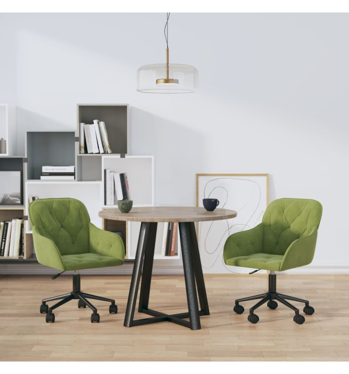 Chaises pivotantes à manger lot de 2 Vert clair Velours | Mobilier & Déco