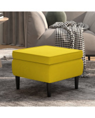 Tabouret avec pieds en bois Jaune Velours | Mobilier & Déco