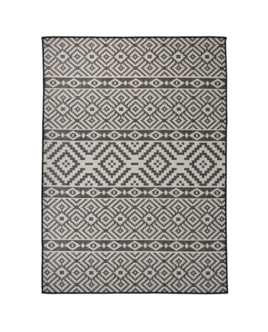 Tapis à tissage plat d'extérieur 200x280 cm Rayures noires | Mobilier & Déco