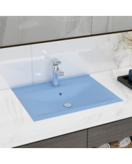 Lavabo avec trou de robinet Bleu clair mat 60x46 cm Céramique | Mobilier & Déco