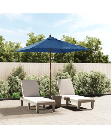 Parasol de jardin avec mât en bois bleu azuré 198x198x231 cm | Mobilier & Déco