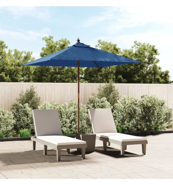 Parasol de jardin avec mât en bois bleu azuré 198x198x231 cm | Mobilier & Déco