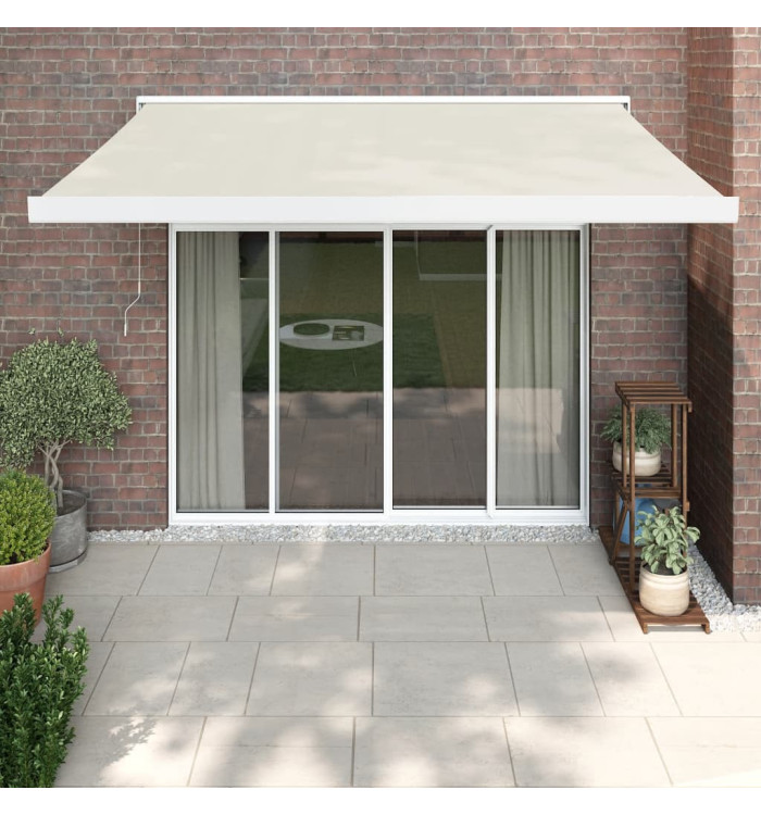 Auvent rétractable crème 3,5x2,5 m tissu et aluminium | Mobilier & Déco