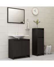 Ensemble de meubles de salle de bain 3 pcs Noir Aggloméré | Mobilier & Déco
