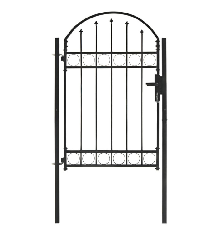 Portail de jardin avec dessus arqué Acier 1 x 1,5 m Noir | Mobilier & Déco